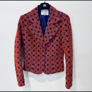Alicia Bell Red& Navy Jaquard Peplum Back Blazer